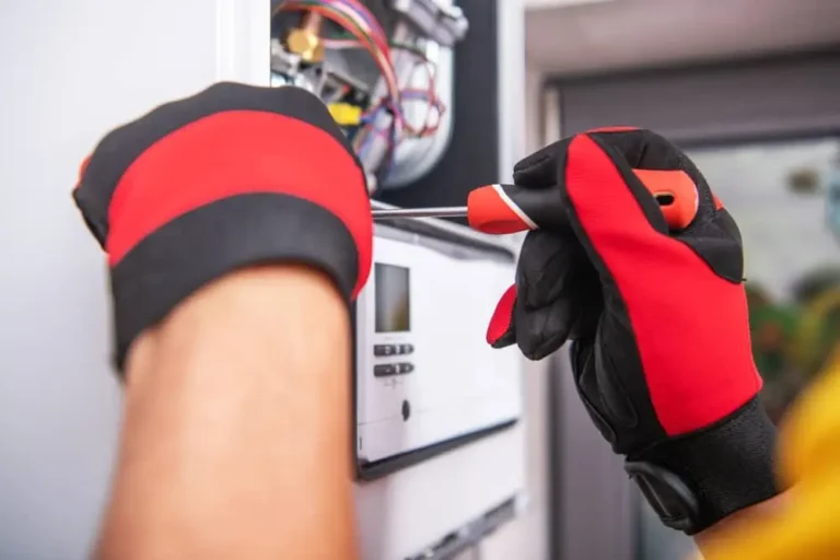 Technician completing an equipment installation