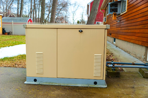 Standby generator outside of a home.
