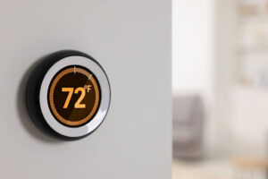 Smart thermostat set to 72 degrees.
